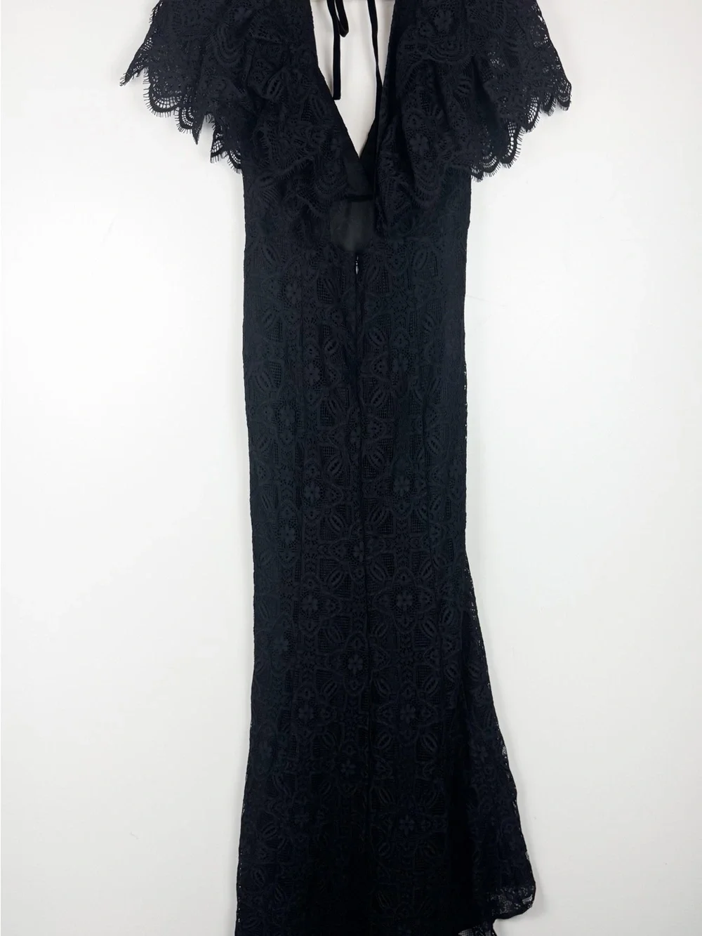 Lovers and Friends Black Lace Maxi Dress V Neck Dita Sz XS Formal Goth Romantic